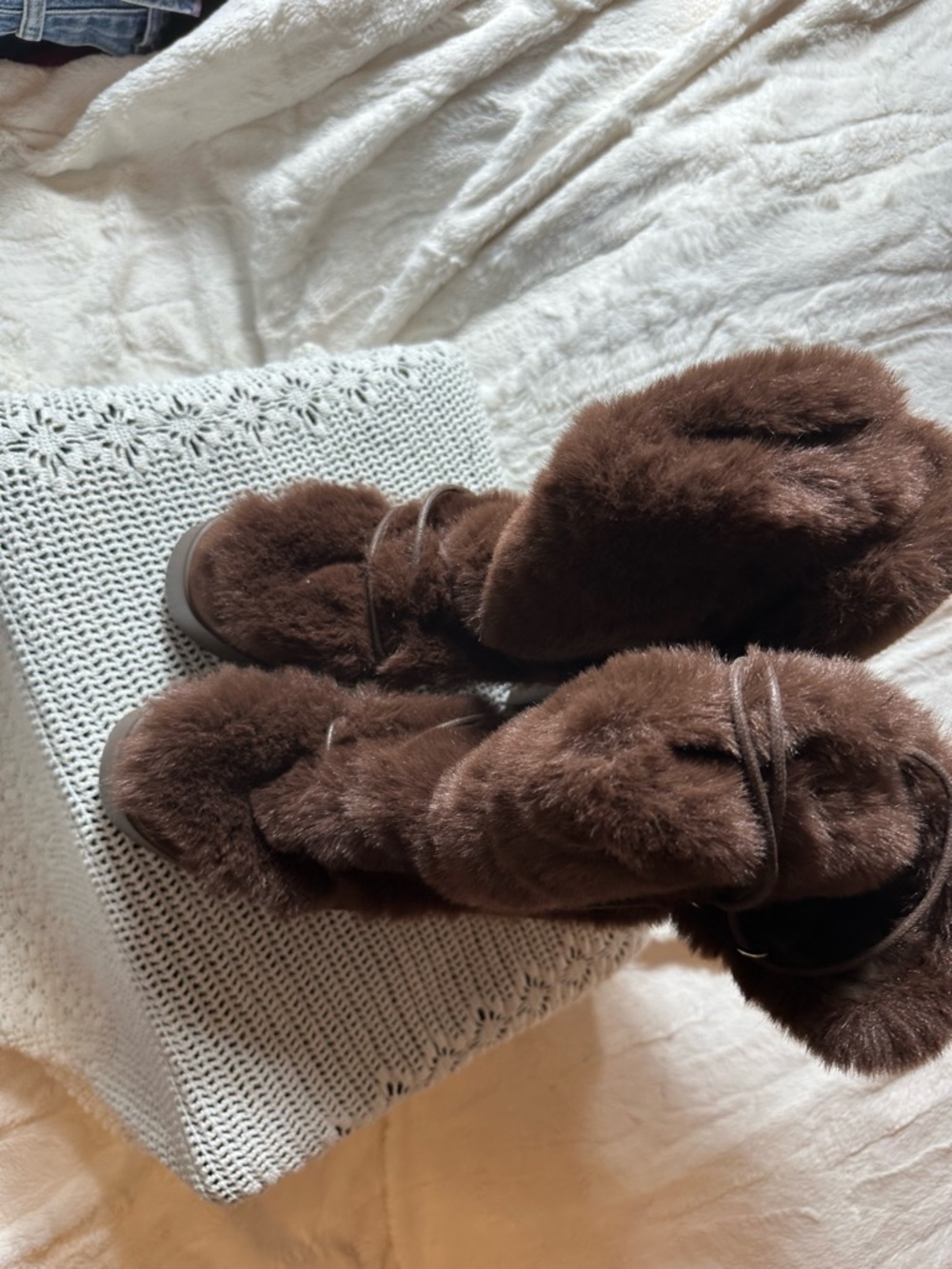 Y2k Cozy Brown Faux Fur Winter Boots size 9.5‎ NWOB